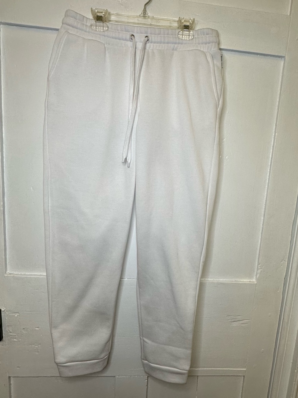 Rae Dunn Super Soft White Fleece Jogger Sweatpants Pants Size M NWOT